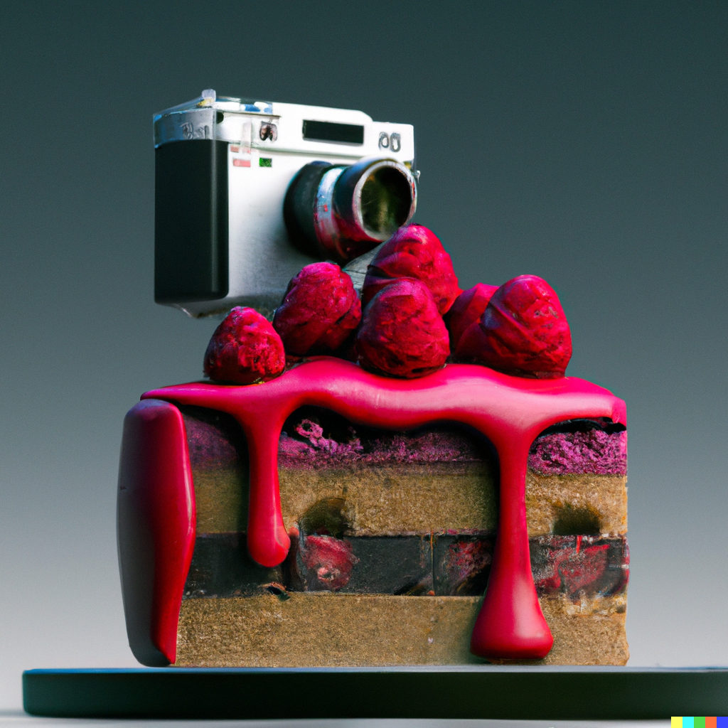 A digital camera on top of a raspberry pie