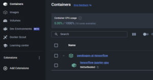 Screenshot of Docker Desktop showing the Containers view